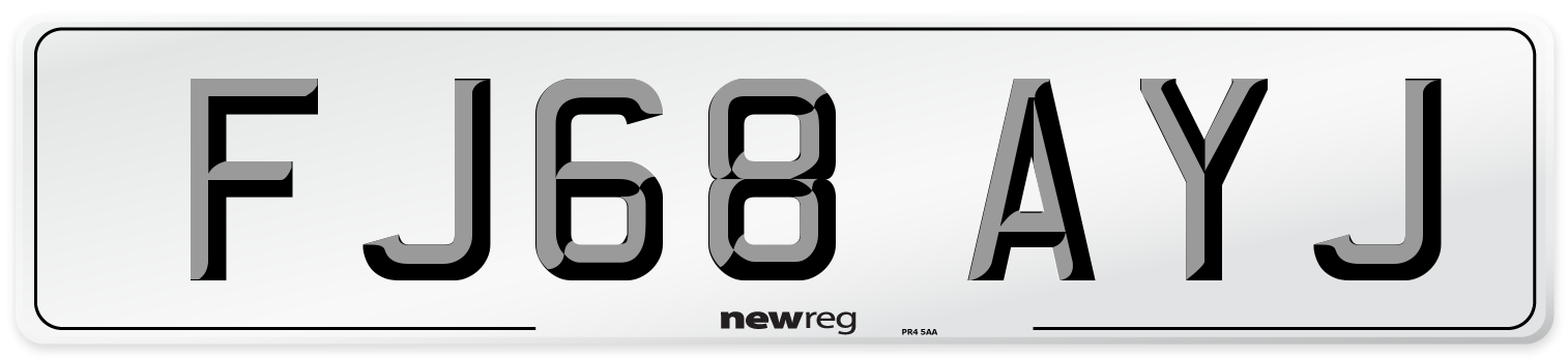 FJ68 AYJ Number Plate from New Reg